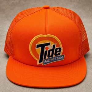 VTG 90S TIDE RACING TEAM TRUCKER HAT SNAPBACK ORANGE NASCAR USA